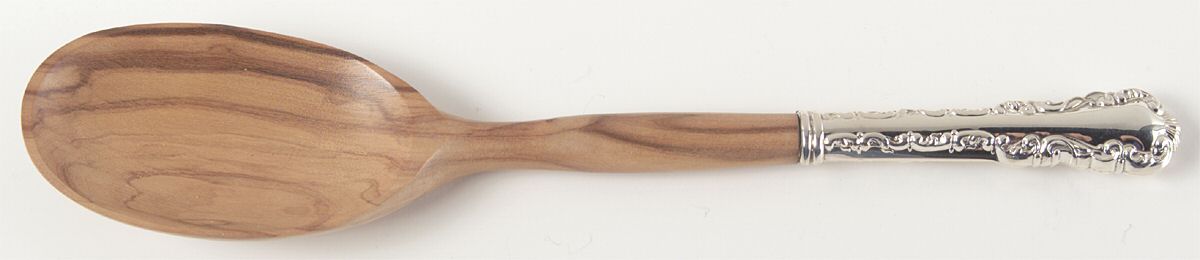 Louis XV (Sterling, 1914) Salad Serving Spoon with Wooden Bowl by Birks Silver-1