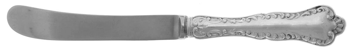 Louis XV (Sterling, 1914) Butter Spreader Hollow Hdl-Paddle/Stainless Blade by Birks Silver-1