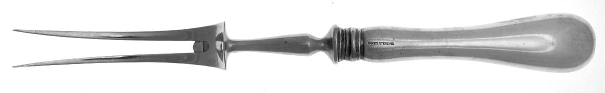 Old English (Sterling) Large Stainless-Prong Roast Carving Fork by Birks Silver-1