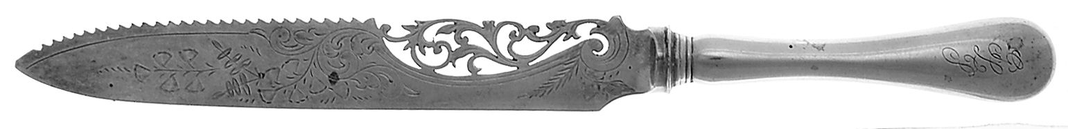 Old English (Sterling) Cake Saw with Silverplate Blade by Birks Silver-1