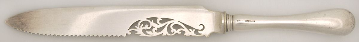Old English (Sterling) Cake Saw with Silverplate Blade by Birks Silver-1