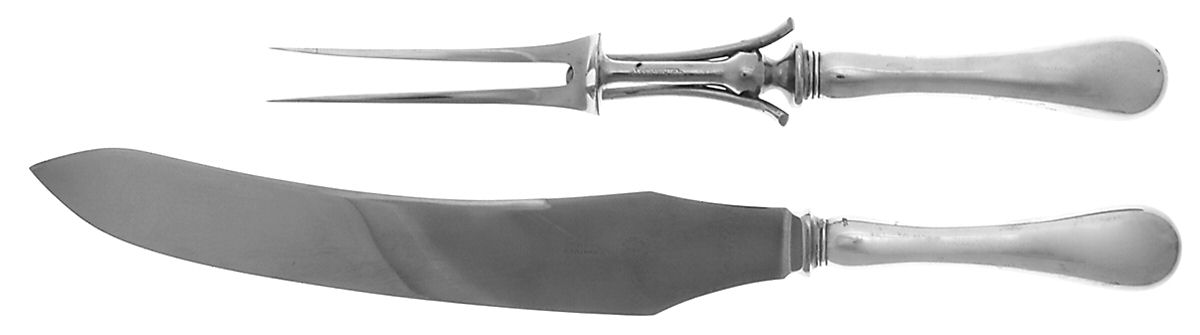 Old English (Sterling) Large 2-Piece Roast Carving Set w/Stainless Blade by Birks Silver-1