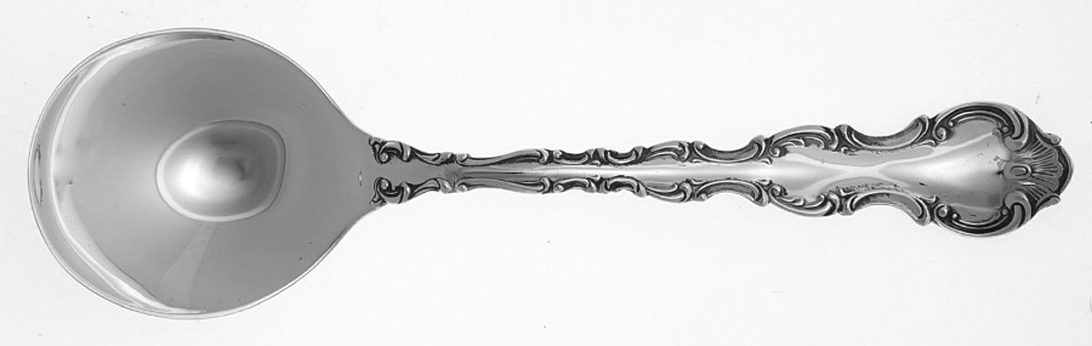 Pompadour (Sterling, 1914, No Monograms) Round Bowl Soup Spoon (Gumbo) by Birks Silver-1