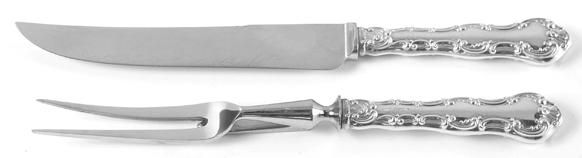 Pompadour (Sterling, 1914, No Monograms) Small Stainless Blade 2-Piece Steak Carving Set by Birks Silver-1