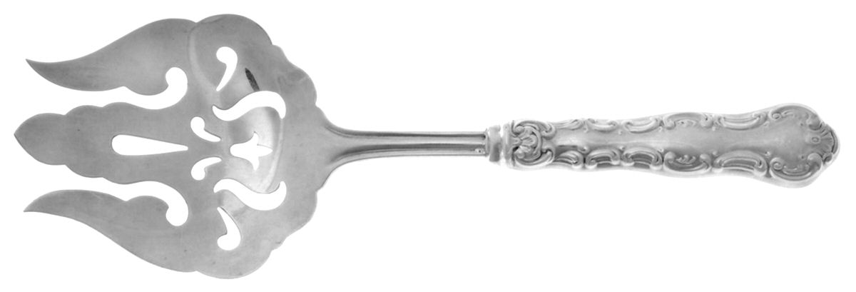 Pompadour (Sterling, 1914, No Monograms) Salad Serving Fork with Plated Prongs by Birks Silver-1