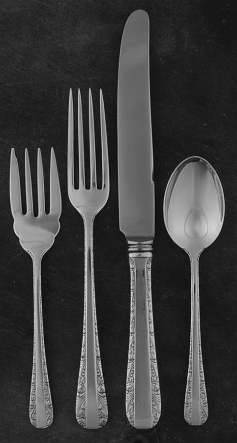 Rose Bower (Sterling, No Monograms) 4 Piece Place Size Setting by Birks Silver-1