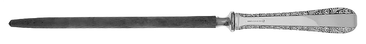 Rose Bower (Sterling, No Monograms) Large Roast Steel Rod Knife Sharpener by Birks Silver-1