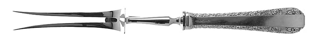 Rose Bower (Sterling, No Monograms) Large Stainless-Prong Roast Carving Fork by Birks Silver-1