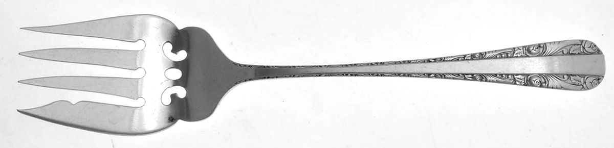Rose Bower (Sterling, No Monograms) Small Solid Cold Meat Serving Fork by Birks Silver-1