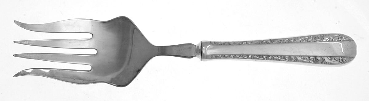 Rose Bower (Sterling, No Monograms) Medium Cold Meat Serving Fork, Plated Tines by Birks Silver-1