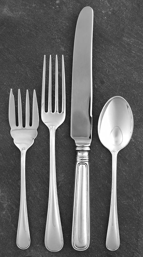 Saxon (Sterling, 1914, No Monograms) 4 Piece Place Size Setting by Birks Silver-1