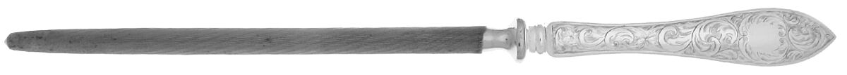 Tudor Scroll (Sterling, 1914, No Monograms) Large Roast Steel Rod Knife Sharpener by Birks Silver-1