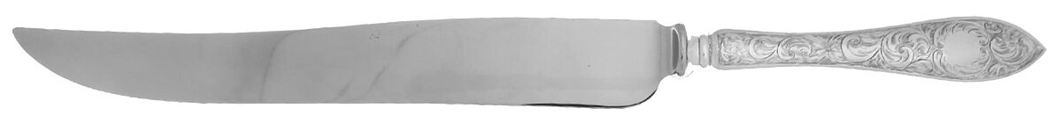 Tudor Scroll (Sterling, 1914, No Monograms) Large Stainless Blade Roast Carving Knife by Birks Silver-1