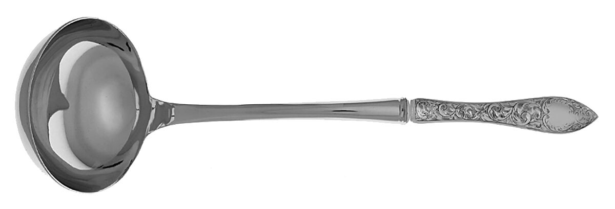 Tudor Scroll (Sterling, 1914, No Monograms) Soup Ladle with Stainless Bowl HC by Birks Silver-1