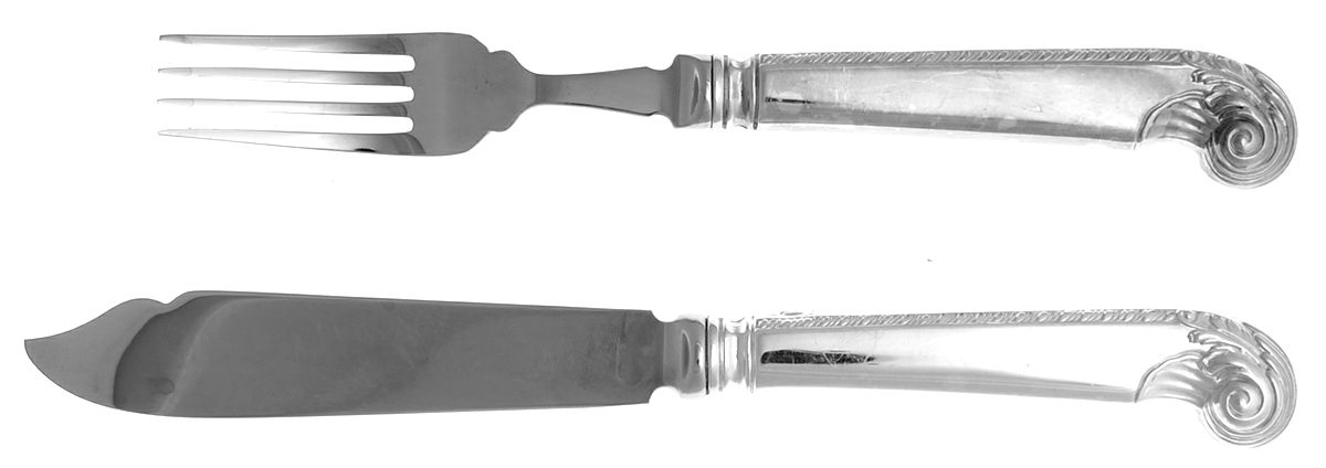 Windsor (Silverplate) Individual Fish Knife & Fork Set (Pistol & Hollow) by Birks Silver-1