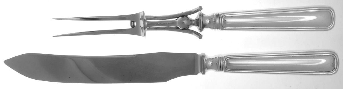 York (Silverplate, No Monograms) Small Stainless Blade 2-Piece Steak Carving Set by Birks Silver-1
