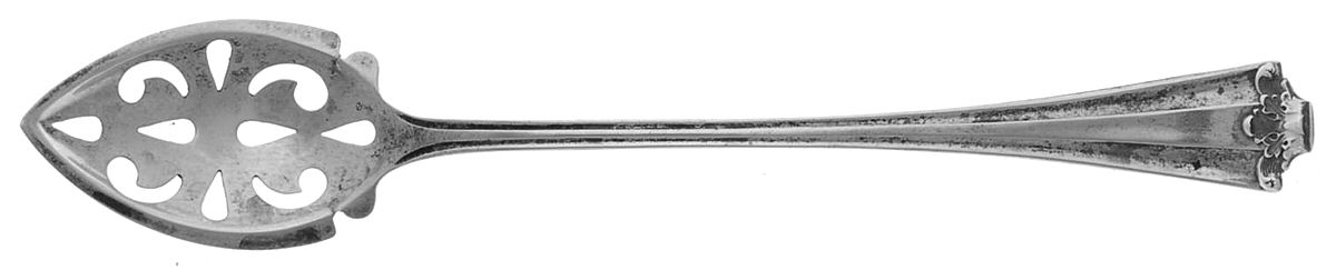 NO 1 (Sterling, 1914) Pierced Bowl Short Handle Olive Spoon by Baker Manchester-1