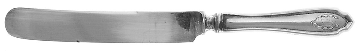 Bridal Wreath (Sterling, 1915) Knife-Old French/Hollow-Bolster-Monogram by Baker Manchester-1
