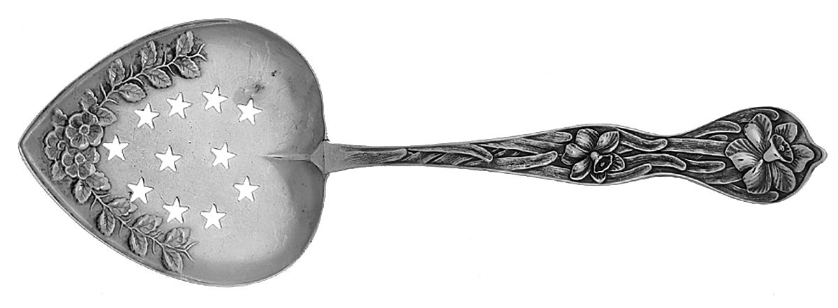 Daffodil (Sterling, 1900) Small Pierced Nut Serving Spoon by Baker Manchester-1
