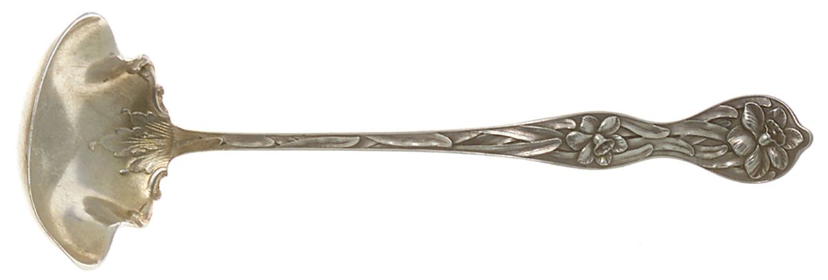 Daffodil (Sterling, 1900) Solid Piece Cream Ladle by Baker Manchester-1