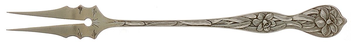 Daffodil (Sterling, 1900) Two Tine Bright Cut Butter Pick by Baker Manchester-1