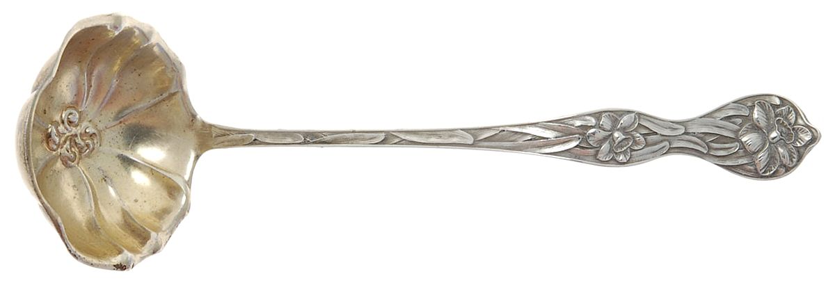 Daffodil (Sterling, 1900) Solid Piece Cream Ladle by Baker Manchester-1