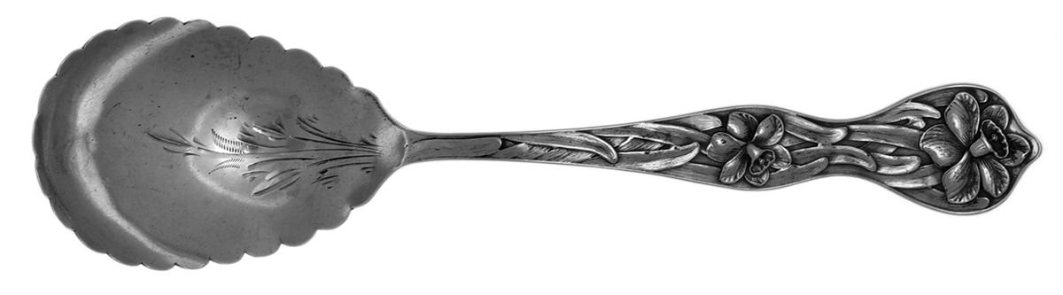 Daffodil (Sterling, 1900) Bright Cut Bowl Sugar Spoon by Baker Manchester-1