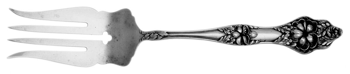 Landers No. 2 (Sterling, 1900, No Monograms) Medium Chipped Beef Fork by Baker Manchester-1