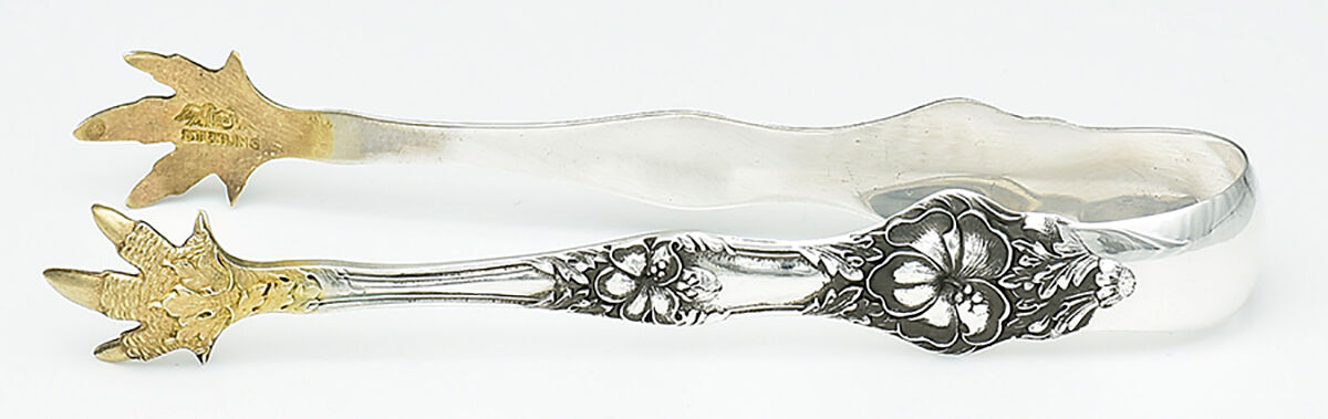 Landers No. 2 (Sterling, 1900, No Monograms) Large Sugar Tongs by Baker Manchester-1