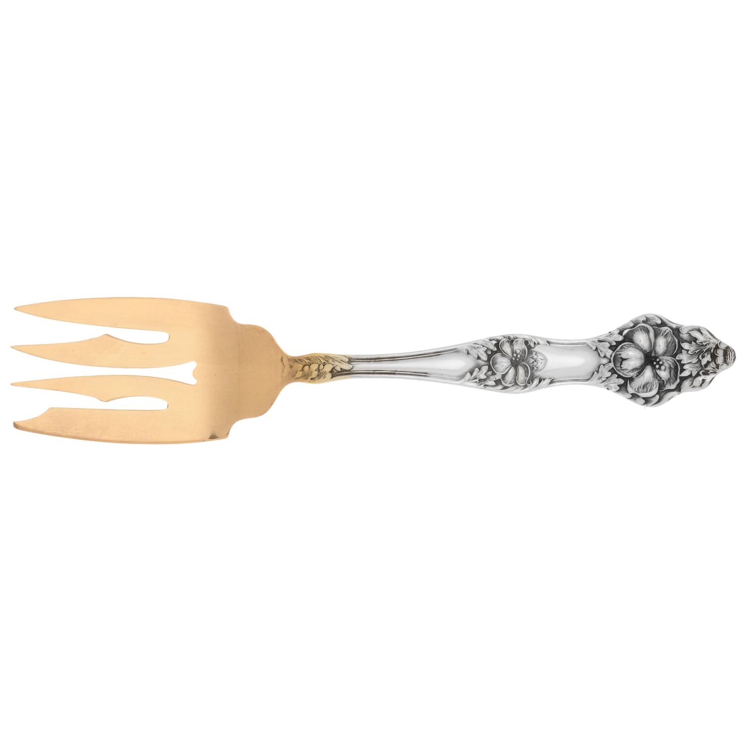 Landers No. 2 (Sterling, 1900, No Monograms) Small Solid Cold Meat Serving Fork by Baker Manchester-1