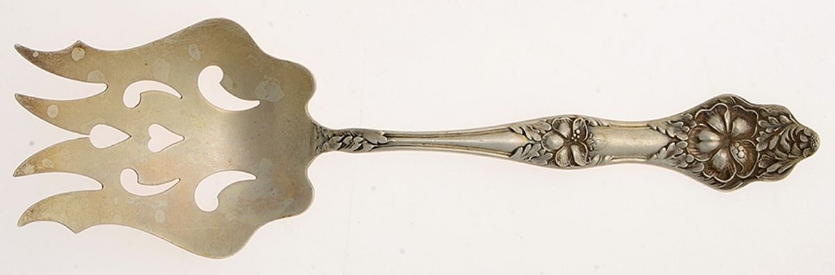 Landers No. 2 (Sterling, 1900, No Monograms) Medium Chipped Beef Fork by Baker Manchester-1
