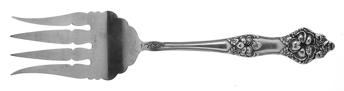 Landers No. 2 (Sterling, 1900, No Monograms) Large Solid Cold Meat Serving Fork by Baker Manchester-1
