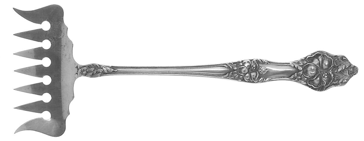 Landers No. 2 (Sterling, 1900, No Monograms) Large Solid Tined Sardine Serving Fork by Baker Manchester-1
