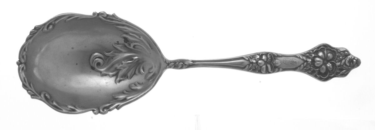 Landers No. 2 (Sterling, 1900, No Monograms) Solid Pudding Spoon by Baker Manchester-1