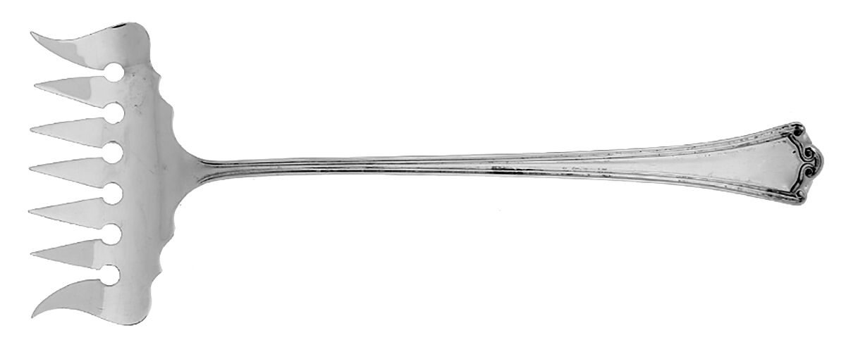 Roanoke (Sterling, 1918, No Monograms) Large Solid Tined Sardine Serving Fork by Baker Manchester-1
