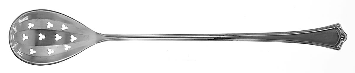 Roanoke (Sterling, 1918, No Monograms) Pierced Bowl Long Handle Olive Spoon by Baker Manchester-1