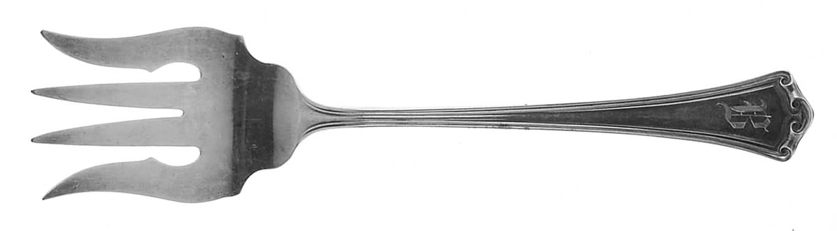 Roanoke (Sterling, 1918, No Monograms) Large Solid Tined Sardine Serving Fork by Baker Manchester-1