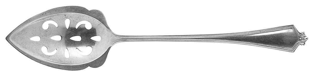 Van Buren (Sterling, 1916) Pierced Bowl Long Handle Olive Spoon by Baker Manchester-1