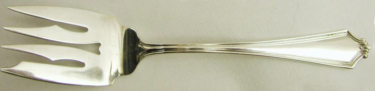 Van Buren (Sterling, 1916) Small Solid Cold Meat Serving Fork by Baker Manchester-1