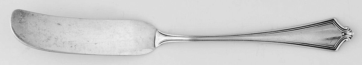 Van Buren (Sterling, 1916) Large Flat Handle Butter Spreader by Baker Manchester-1