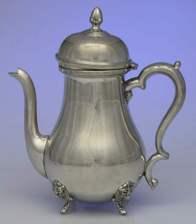 Colonial (Pewter, Hollowware) Coffee Pot by Luther Boardman & Son-1