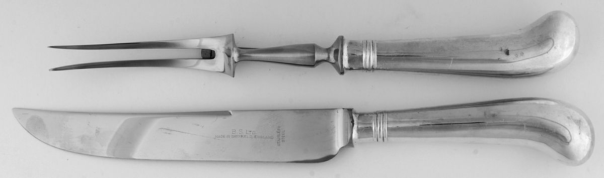 BSL1 (Silverplate) Small Stainless Blade 2-Piece Steak Carving Set by BS Ltd-1