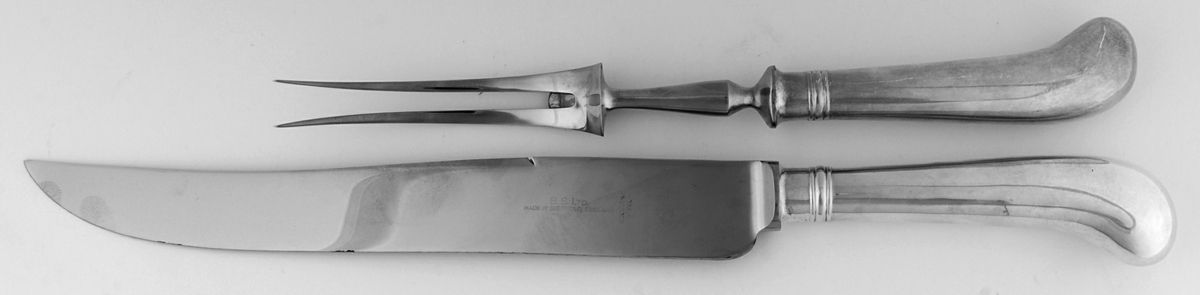 BSL1 (Silverplate) Large 2-Piece Roast Carving Set w/Stainless Blade by BS Ltd-1