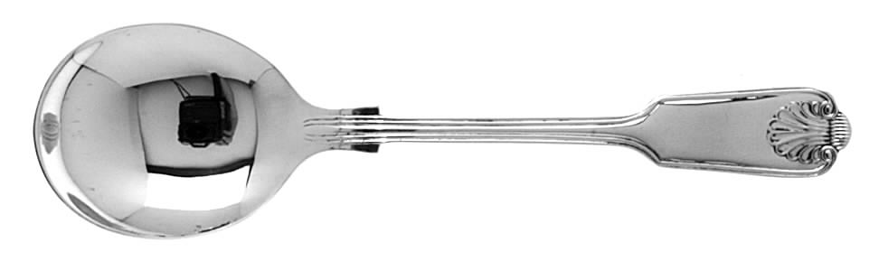 Fiddle Thread and Shell (Silverplate, 1980) Round Bowl Soup Spoon (Gumbo) by George Butler-1