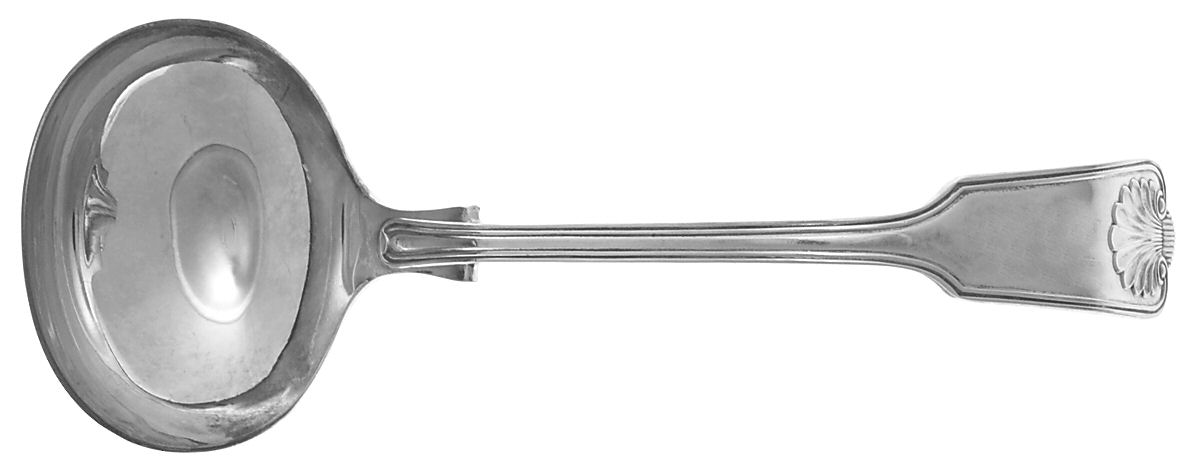 Fiddle Thread and Shell (Silverplate, 1980) Solid Gravy Ladle by George Butler-1