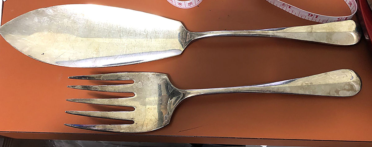 Rattail (Silverplate) 2 Piece Large Solid Fish Serving Set by George Butler-1
