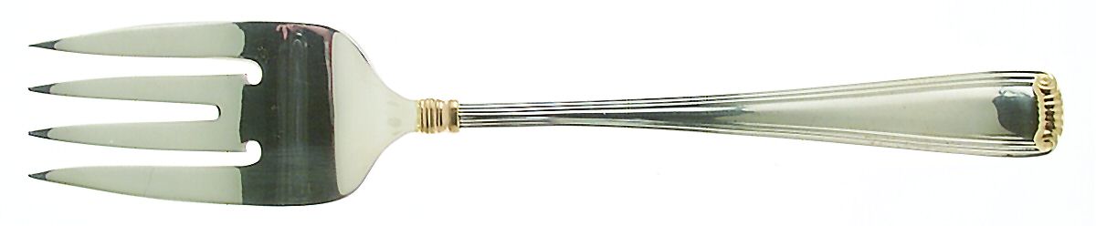 Marie Louise Gold (Sterling, Gold Accent) Small Solid Cold Meat Serving Fork by R. Blackinton & Co-1