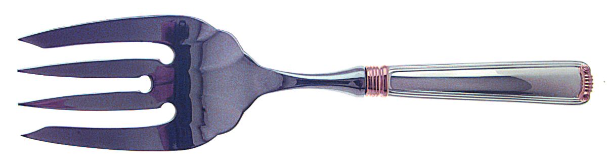 Marie Louise Gold (Sterling, Gold Accent) Large Stainless-Tine Cold Meat Serving Fork by R. Blackinton & Co-1