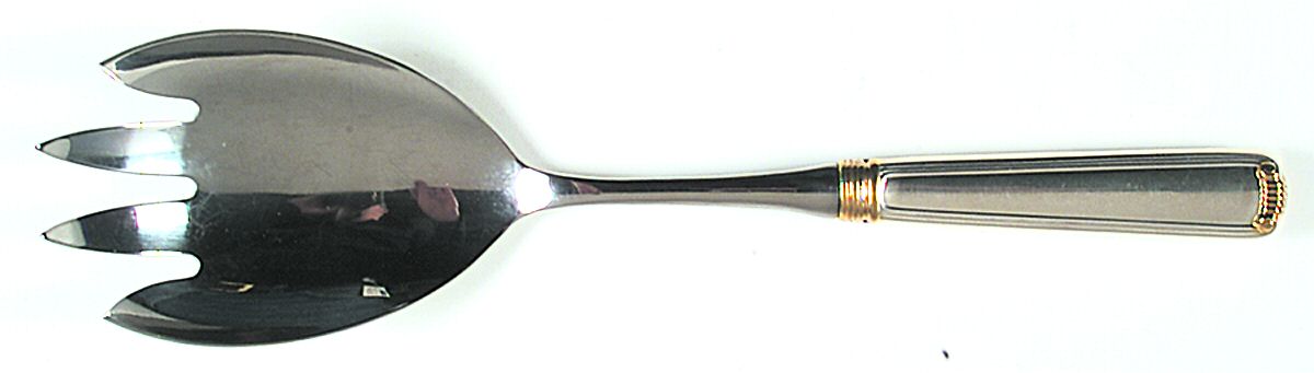 Marie Louise Gold (Sterling, Gold Accent) Salad Serving Fork with Stainless Prongs by R. Blackinton & Co-1