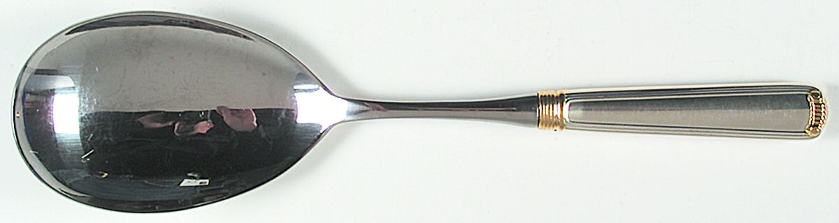 Marie Louise Gold (Sterling, Gold Accent) Salad Servng Spoon with Stainless Bowl by R. Blackinton & Co-1